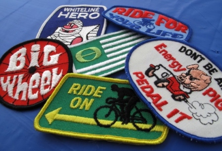Pedal Power Bicycle Badge Black Embroidered Iron Sew on Patch #1543B
